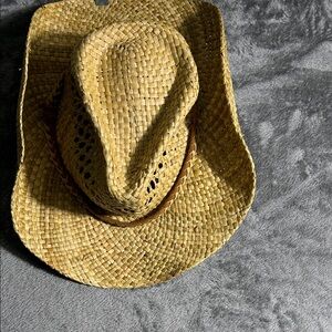 Tan Straw Cowboy Hat size large to extra large made from seagrass handmade